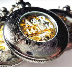 Silver Celtic Pocket Watch with Chain Arabic Numerals CLEARANCE