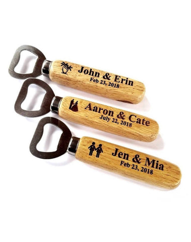 Wood Bottle Opener Personalized Lots Event Branded Gifts Wedding Guest or Party Favours