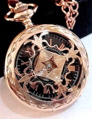 Copper Rose Gold Pocket Watch Black Dial Rose Gold Numerals Celtic