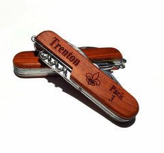 Personalised Pocket Knife Wood Handle Groomsmen Gift Custom Engraved 7 Blade Jack Knife