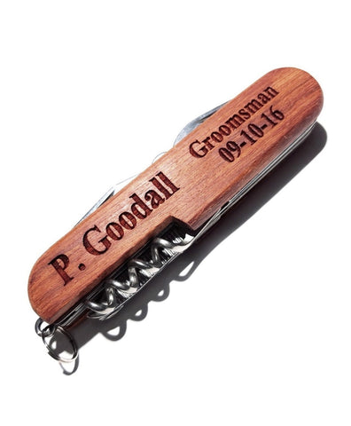 Personalised Pocket Knife Wood Handle Groomsmen Gift Custom Engraved 7 Blade Jack Knife
