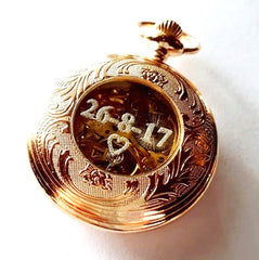 Copper Rose Gold Pocket Watch Black Dial Rose Gold Numerals Celtic