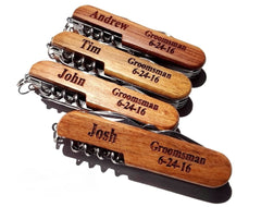 Personalised Pocket Knife Wood Handle Groomsmen Gift Custom Engraved 7 Blade Jack Knife