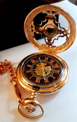 Copper Rose Gold Pocket Watch Black Dial Rose Gold Numerals Celtic