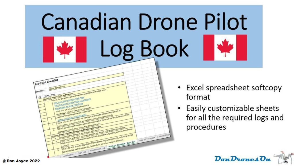 Don's Canadian Drone Pilot Log Book (Excel Spreadsheet)